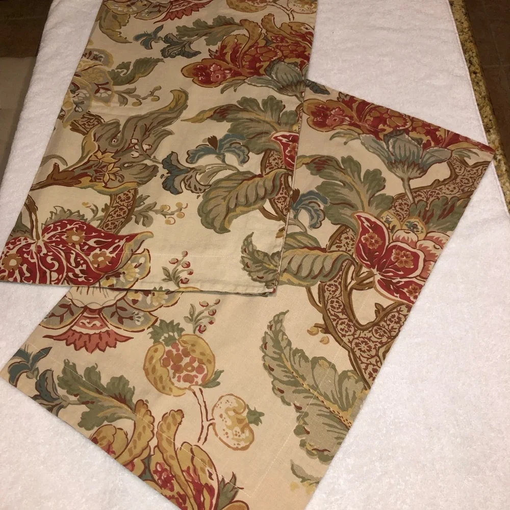 Pottery Barn Floral Standard Pillow Shams Set of Two, Tan with Floral Print, EUC